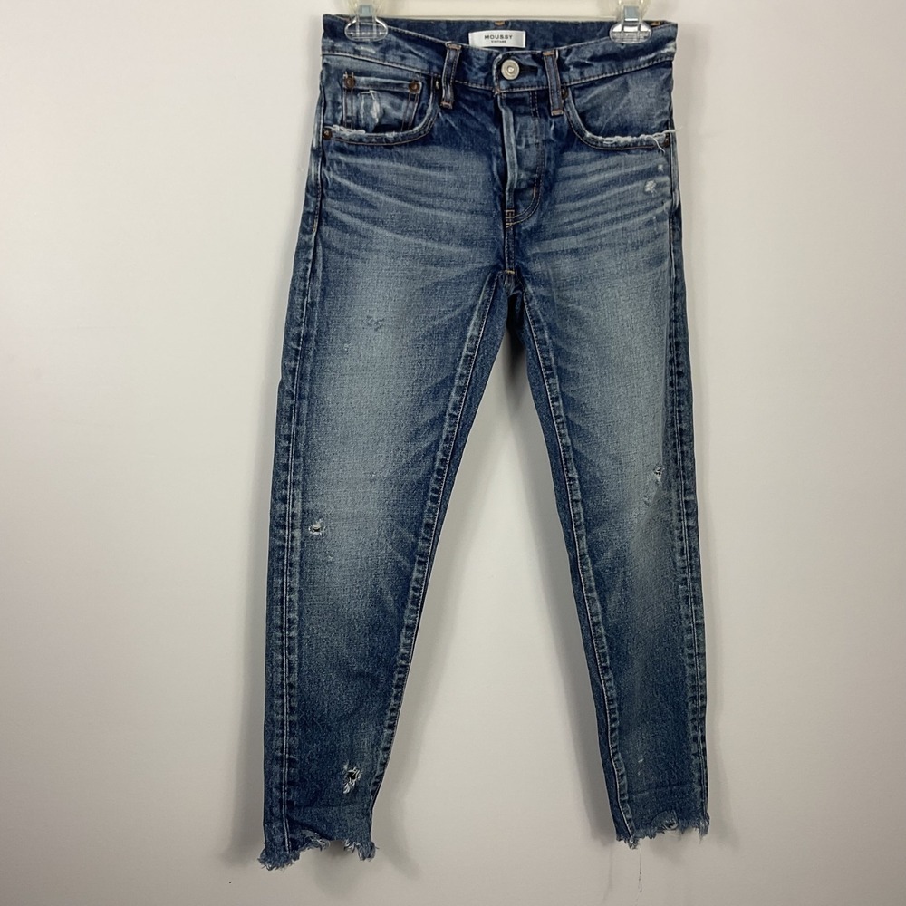 MOUSSY VINTAGE Keller Tapered Distressed Button Fly Jeans Womens Size 24